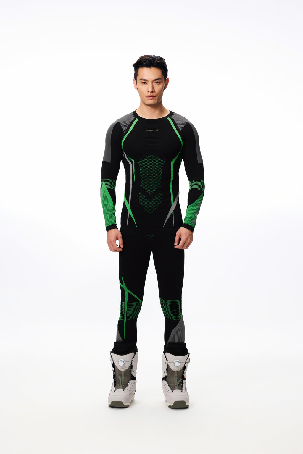 Surpine _ elite_thermal_compression_baselayer_men_black_green_front