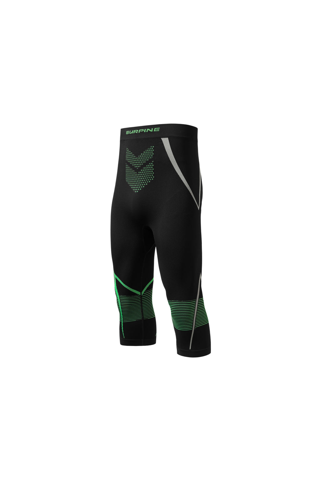 Surpine _ elite_thermal_compression_baselayer_men_black_green_three_quarter_bottom