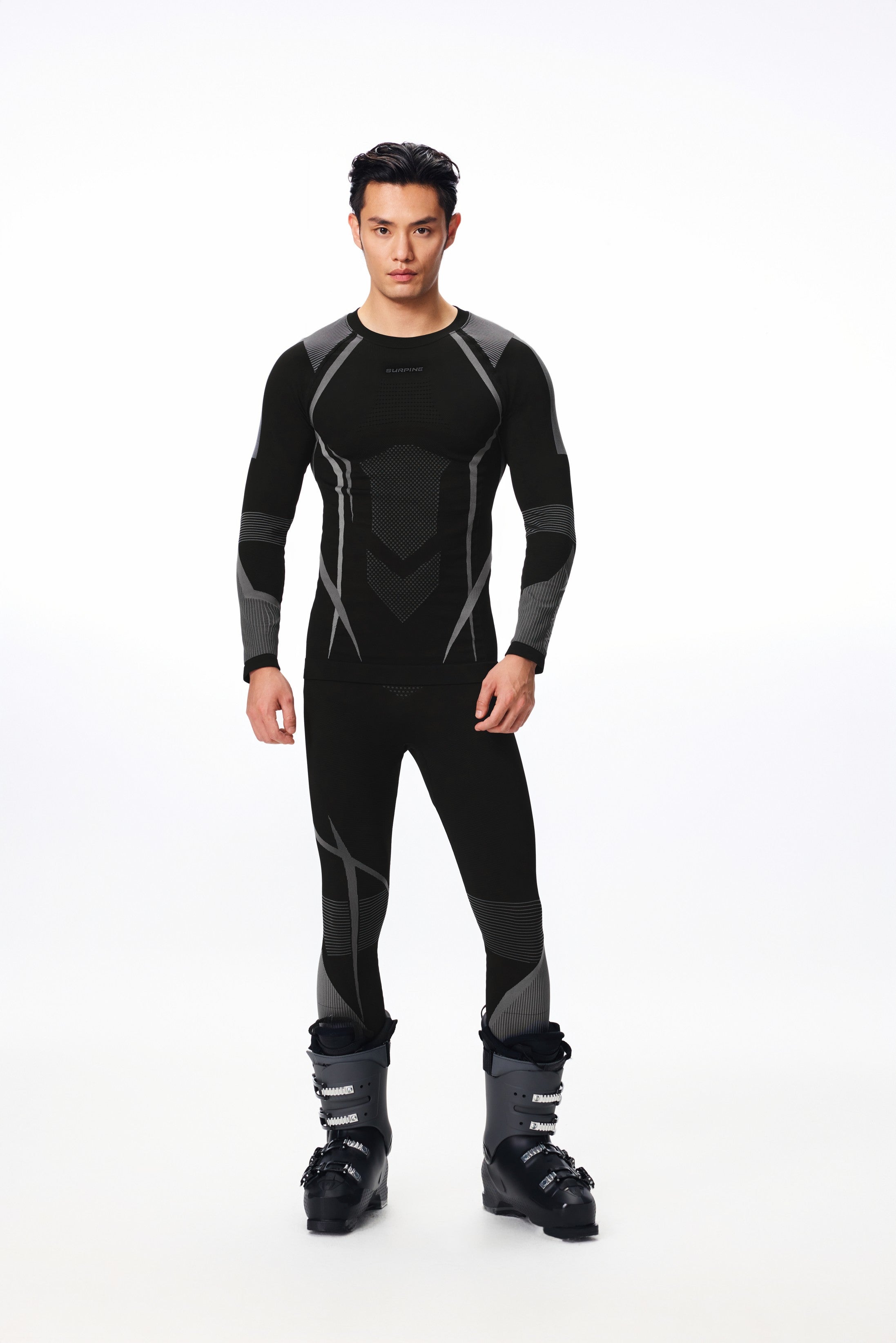 Surpine _ elite_thermal_compression_baselayer_men_black_grey_front