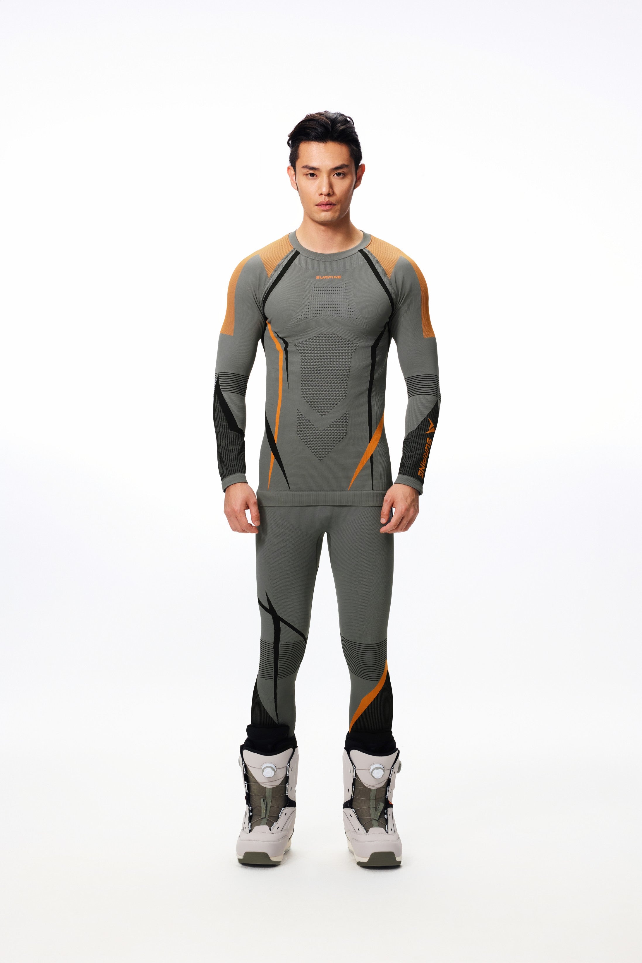Surpine _ elite_thermal_compression_baselayer_men_grey_orange_front