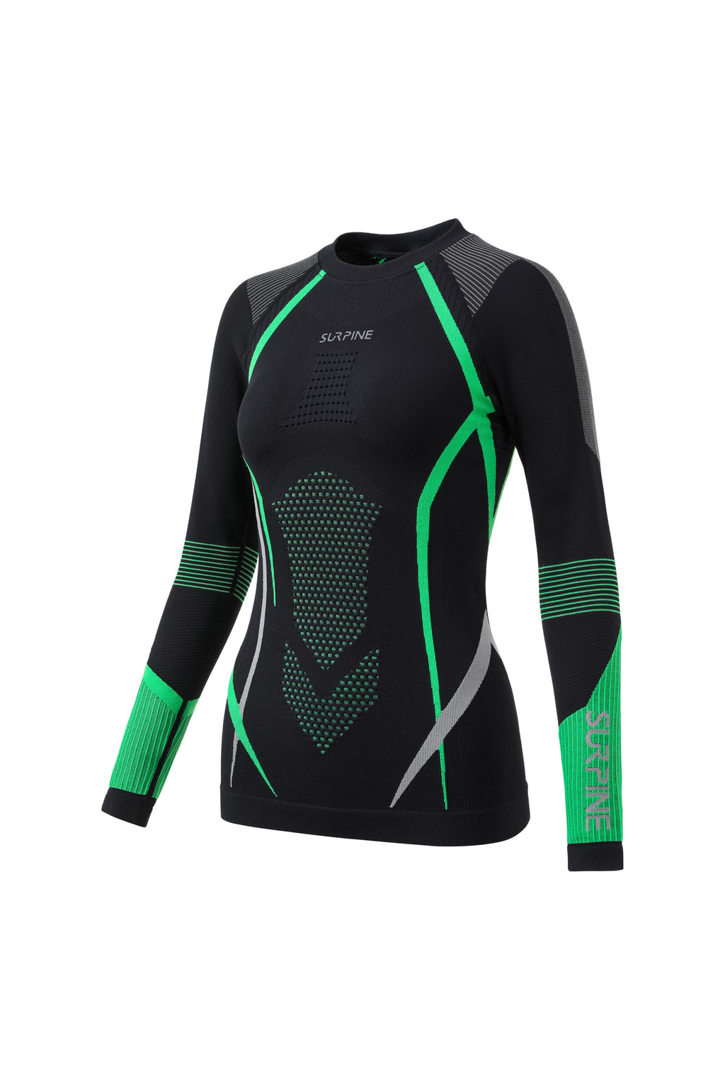 Surpine _ elite_thermal_compression_baselayer_women_black_green_top