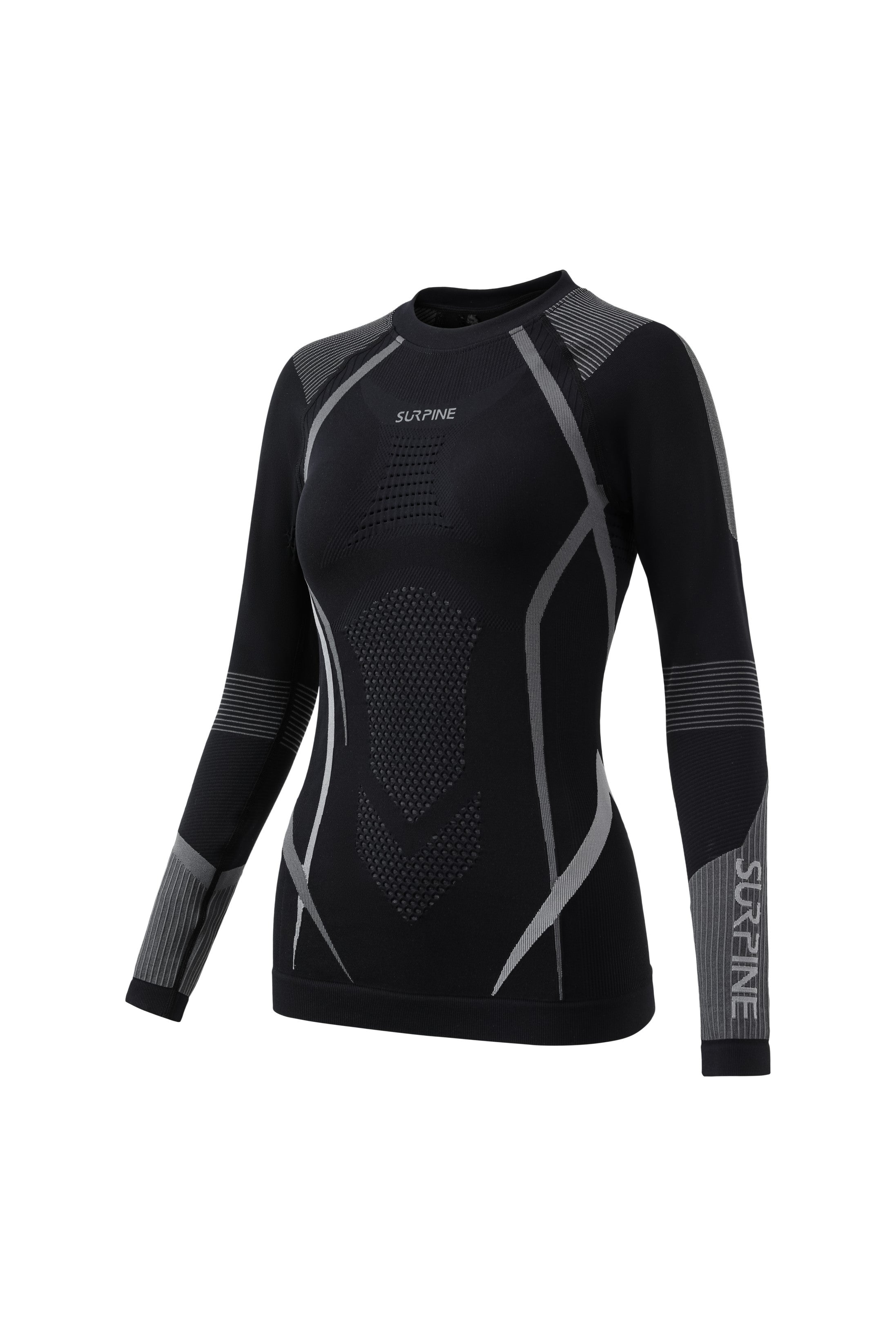 Surpine _ elite_thermal_compression_baselayer_women_black_grey_top