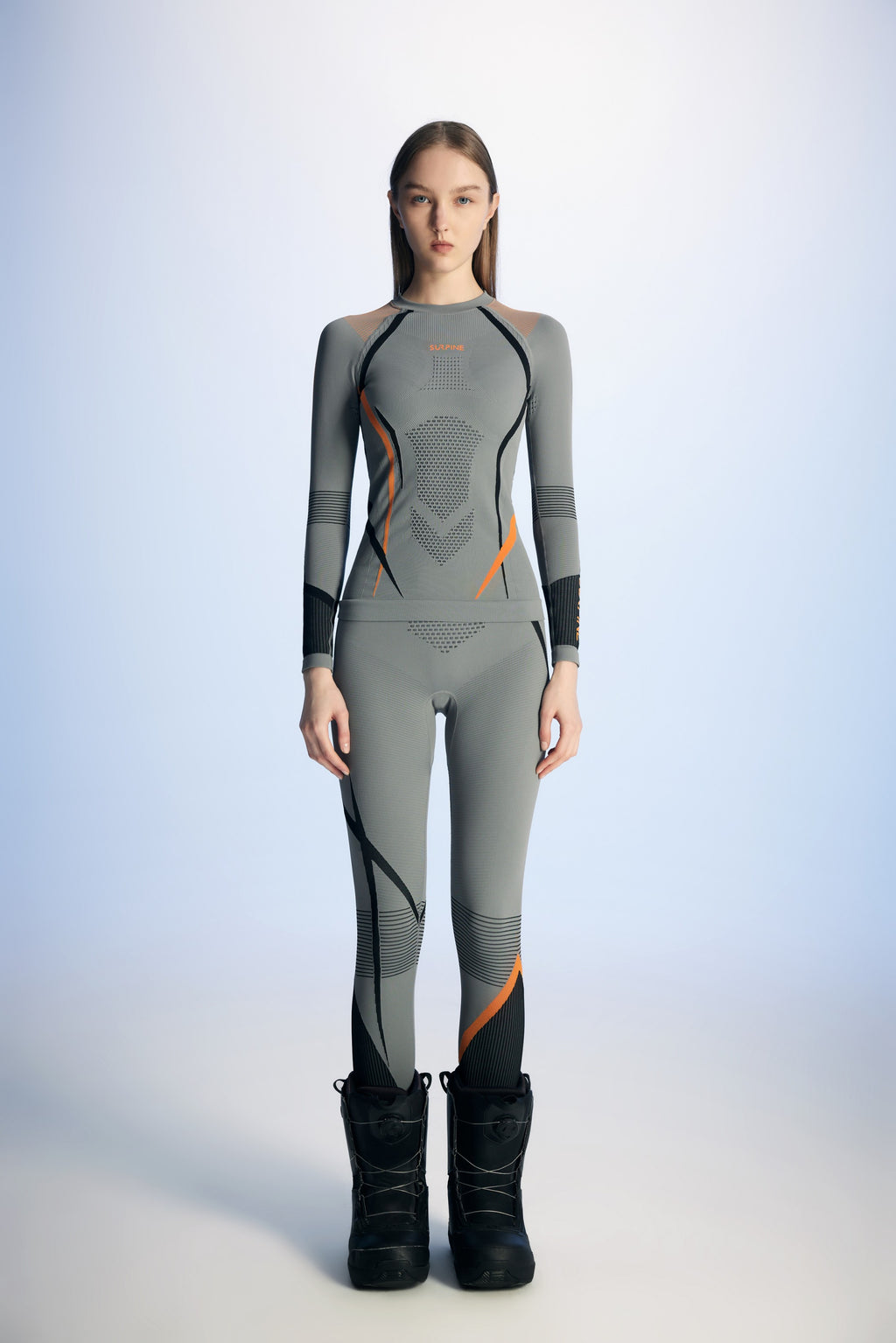 Surpine _ elite_thermal_compression_baselayer_women_black_orange_front