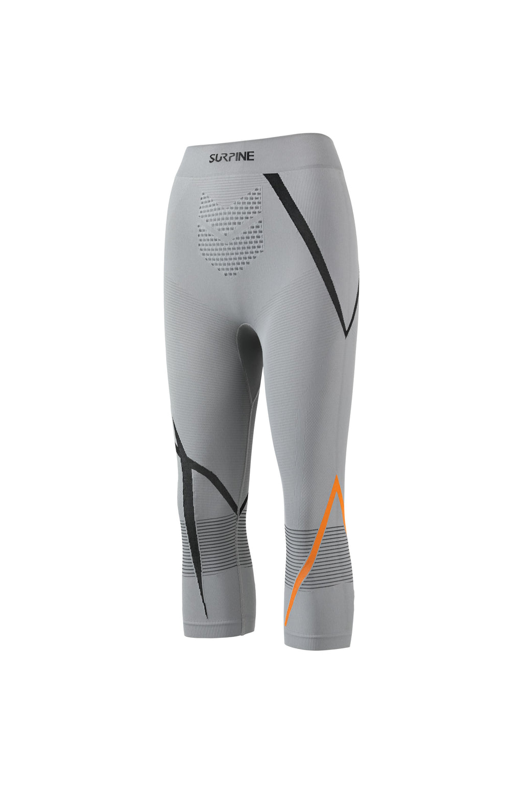Surpine _ elite_thermal_compression_baselayer_women_black_orange_three_quarter_bottom