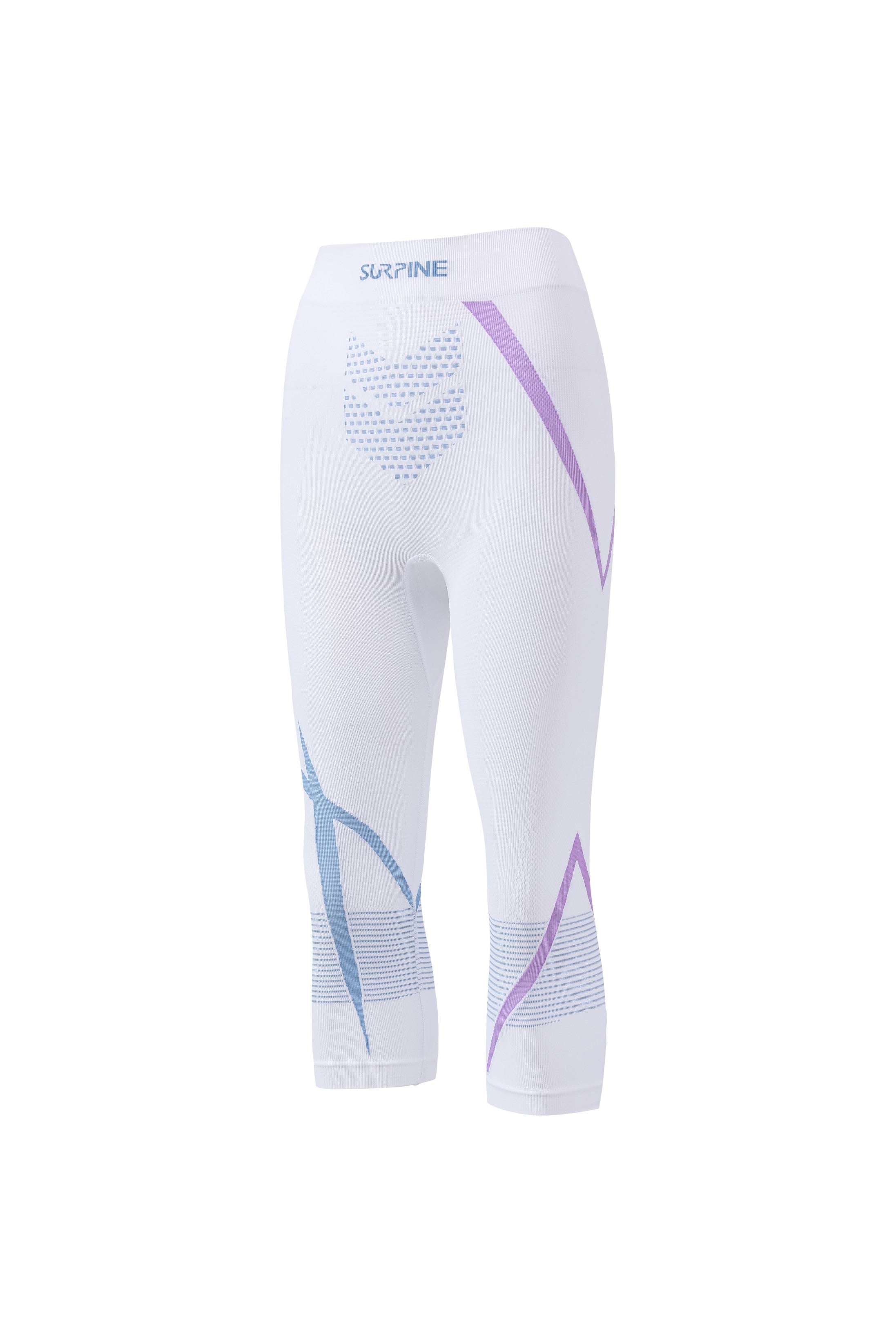 Surpine _ elite_thermal_compression_baselayer_women_white_purple_three_quarter_bottom