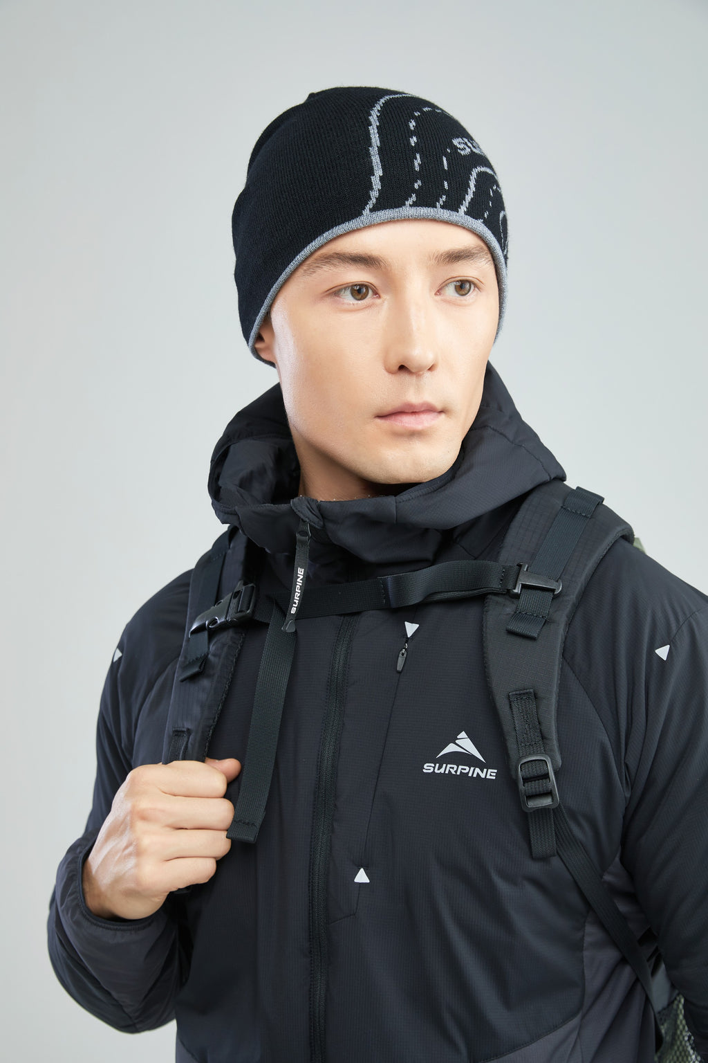 Surpine _ merino_knit_beanie_sandstone_grey_reverse_side_front