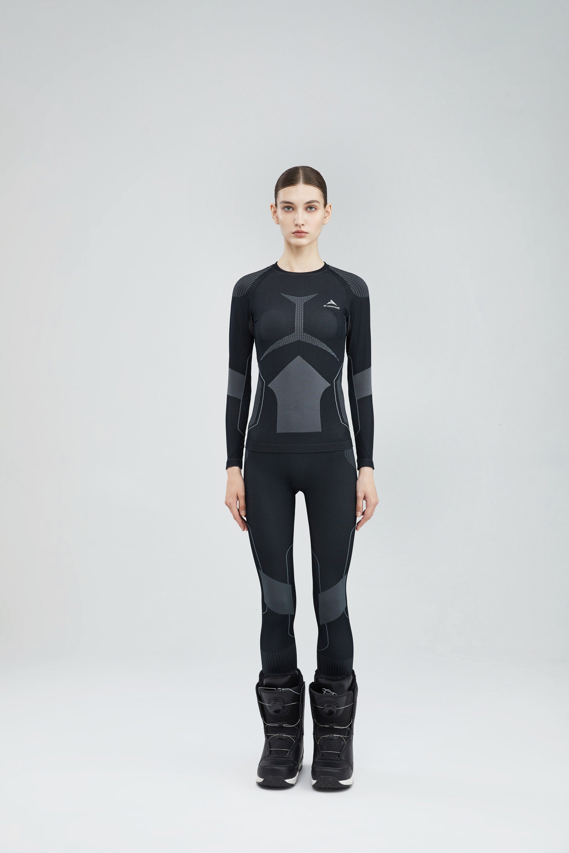 Surpine _ thermal_compression_baselayer_women_black_grey_front